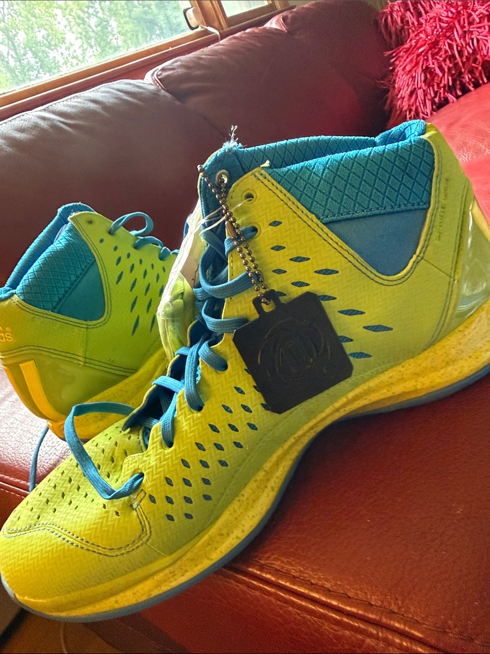 adidas Men Neon Yellow & Teal Performance Sneakers